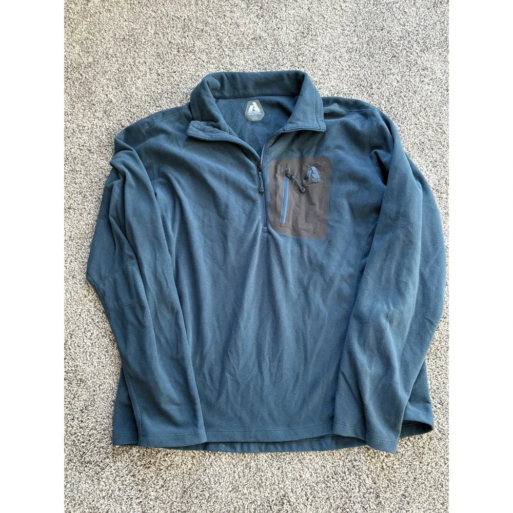 Eddie Bauer First Ascent Fleece Jacket Mens Larger 1/4‎ Zip Pullover Blue